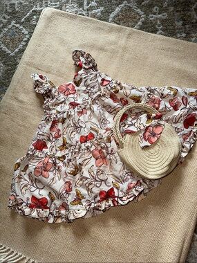 HAPPILY GREY Floral Ruffle Sundress with purse 18m